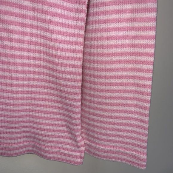 Oscar de la Renta Pink Striped V-Neck Sweater - Picture 5 of 7